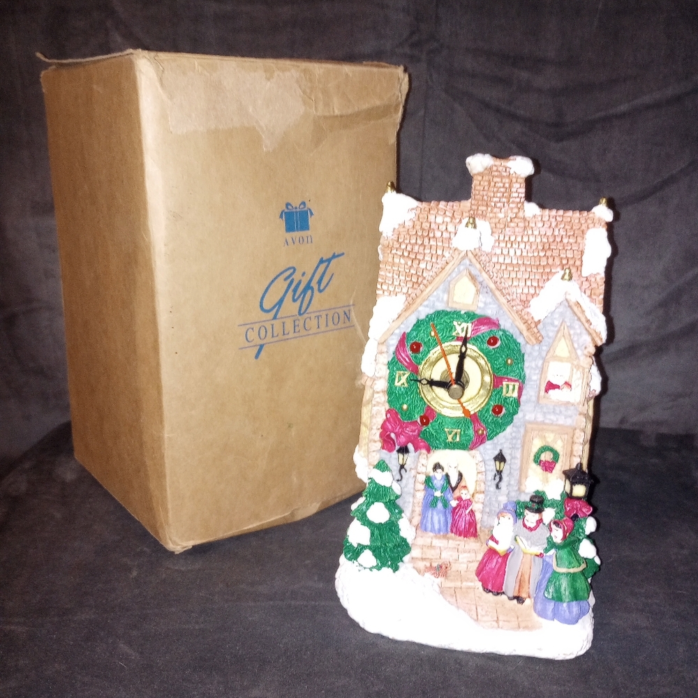 Vintage 1996 Avon Holiday Victorian House Clock Decoration 9x4